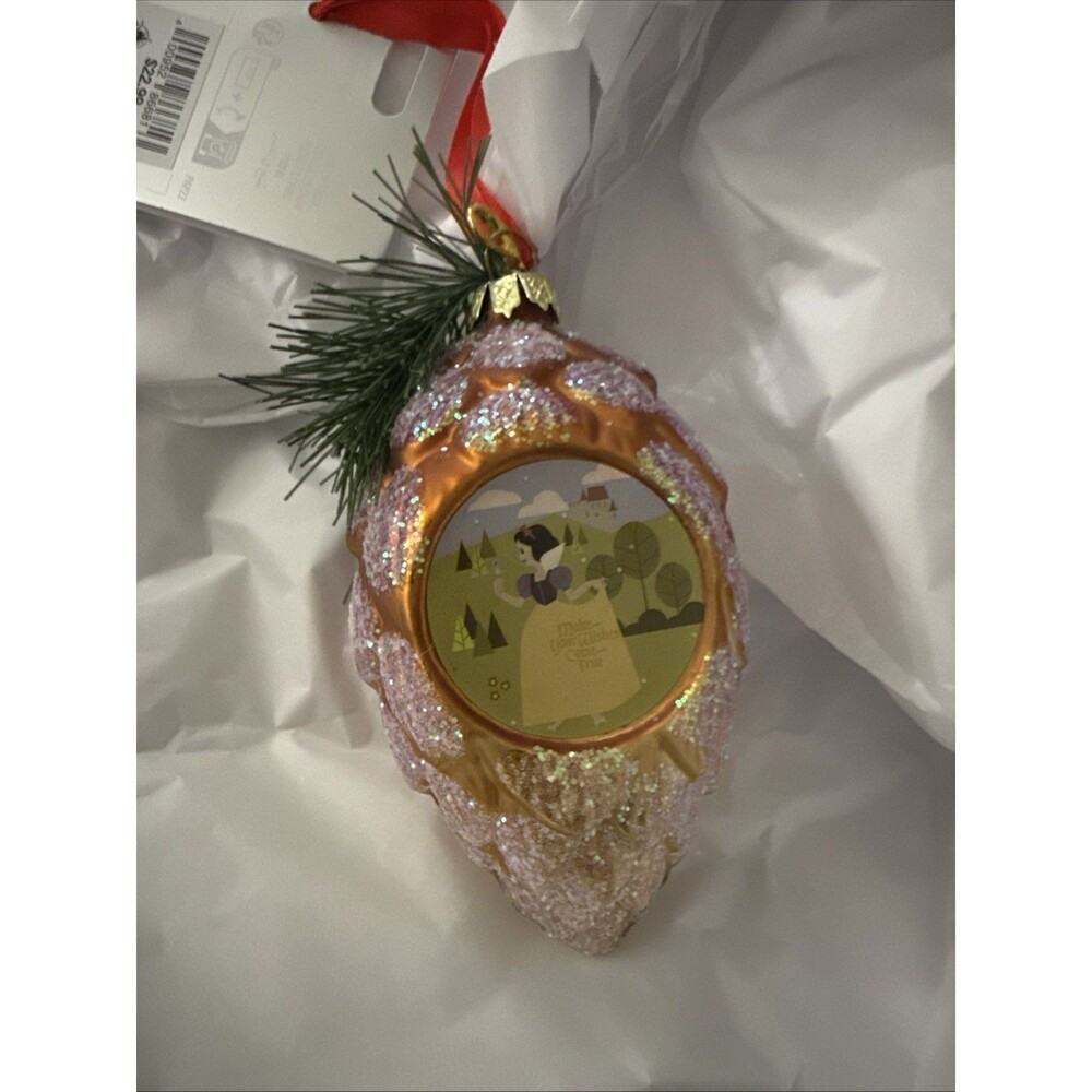 2022 Disney Parks Snow White 2 sided glass Sketchbook Christmas Ornament NWT